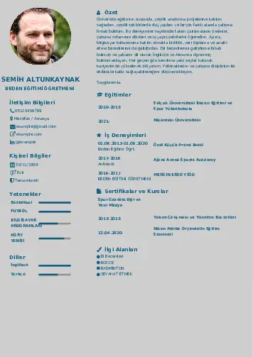 Beden Eğitimi Öğretmeni CV Örnekleri cv indir